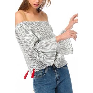 Hannah Beury Tops - LAST ONE! Off the Shoulder Top with Tassel Detail Hannah Beury Tops - LAST ONE! Off the Shoulder Top with Tassel Detail